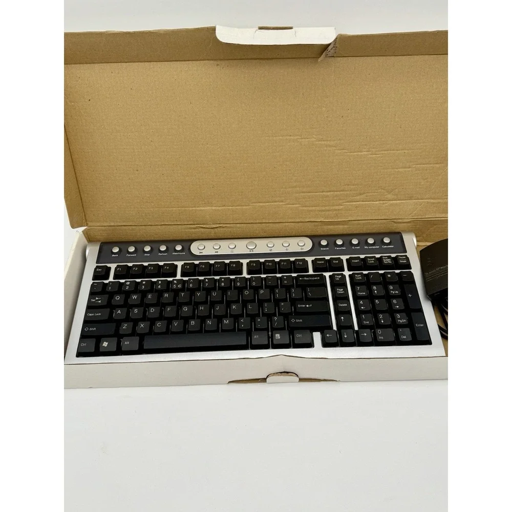 A4Tech RFKB-15 Wireless Multimedia Keyboard w/ RX-252 Receiver PS/2 Vintage